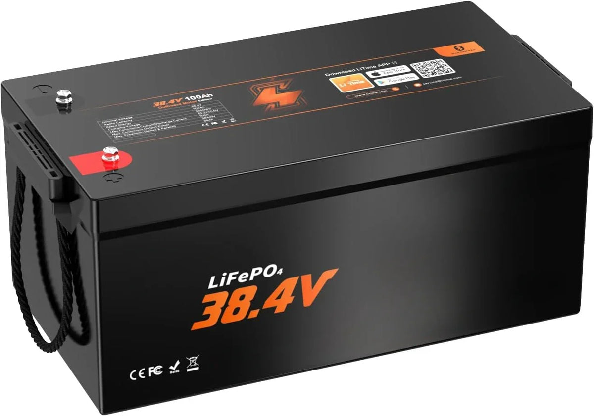36V 100Ah OBM Bluetooth Low-Temp Protection LiFePO4 Battery, Built-in 100A BMS, Deep Cycle Lithium Iron Phosphate Battery Perfect for Trolling Motors,
