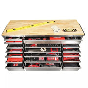 View 72 in 18-Drawer 24 in. D Mobile Workbench with Solid Wood Top Stainless Steel image 4