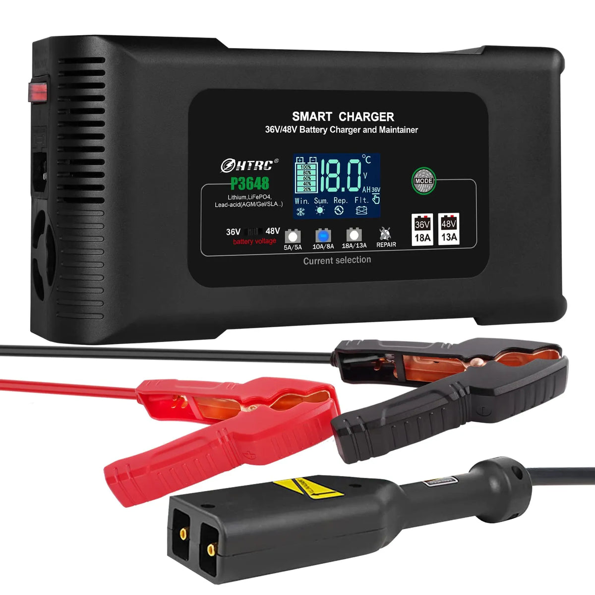 36 Volt Golf cart Charger 18-Amp Smart Charger, Car Battery Charger,Trickle Charger,36V,18-Amp and 48V,13-Amp,Lithium,LiFePO4,Lead-Acid AGM/Gel/
