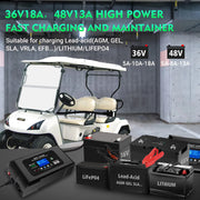 View 36 Volt Golf cart Charger 18-Amp Smart Charger, Car Battery Charger,Trickle Charger,36V,18-Amp and 48V,13-Amp,Lithium,LiFePO4,Lead-Acid AGM/Gel/ image 6