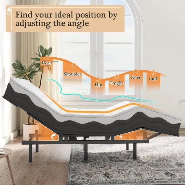 Adjustable Bed Frame -Wireless Remote -Memory Function -Adjustable Bed Base -Head and Foot Lift Incline -Zero Gravity -Quiet Motorfor Lying Down,