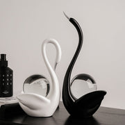 View Modern Ceramic Swan Figurine with Glass Sphere Decorative Sculpture for Home Tabletop Decor image 2