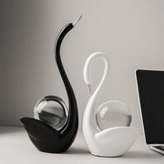View Modern Ceramic Swan Figurine with Glass Sphere Decorative Sculpture for Home Tabletop Decor image 4