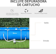 View Outsunny Piscina Desmontable Tubular 252x152x65 cm con Depuradora de Cartucho 1200L/H Piscina Rectangular de Exterior para Adultos y Niños 2163L Azul image 3