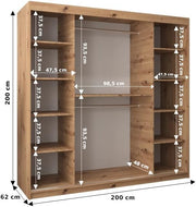 View ABIKSMEBLE Verona 4 200 Bedroom Wardrobe with Three Sliding Doors – Modern Storage Cabinet with Mirror, Coat Rack and Shelves – 200 x 200 x 62 cm – image 3
