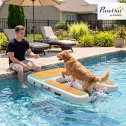 View PawHut Aufblasbare Hunde Wasserrampe Hunderampe Pool 151x102 cm Tragbares Hundeboot mit Rutschfester Eva-Oberfläche Schwimmende Dock Leiter für große image 2