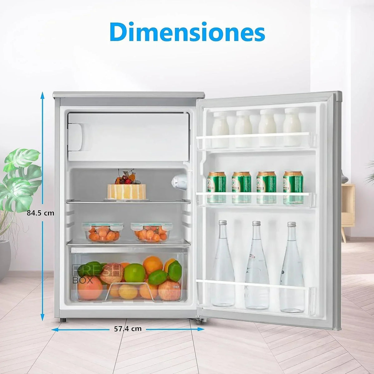 Midea Nevera pequeña 113L con Congelador - Mini frigorífico pequeño para la Habitación/Caravana/Camping - Mini Bar Bajo Consumo - Frigorifico Bajo