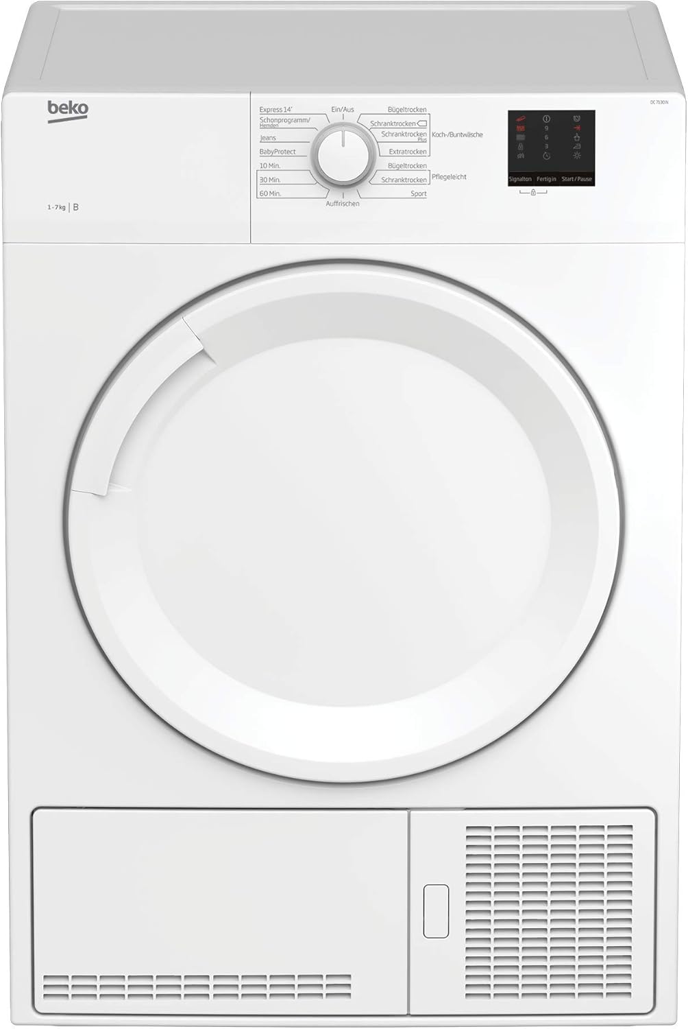 Beko DC 7130 N b100 Kondenstrockner, 7 kg, Elektronische Feuchtemessung, Automatischer Knitterschutz, AquaWave-Schontrommel, 15 Programme, Express