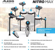 View Alesis Nitro Max Kit Batería Electrónica con Parches Silenciosos de Malla, Caja de Doble Zona de 10", Bluetooth, 440+ Sonidos Auténticos, Lecciones image 5