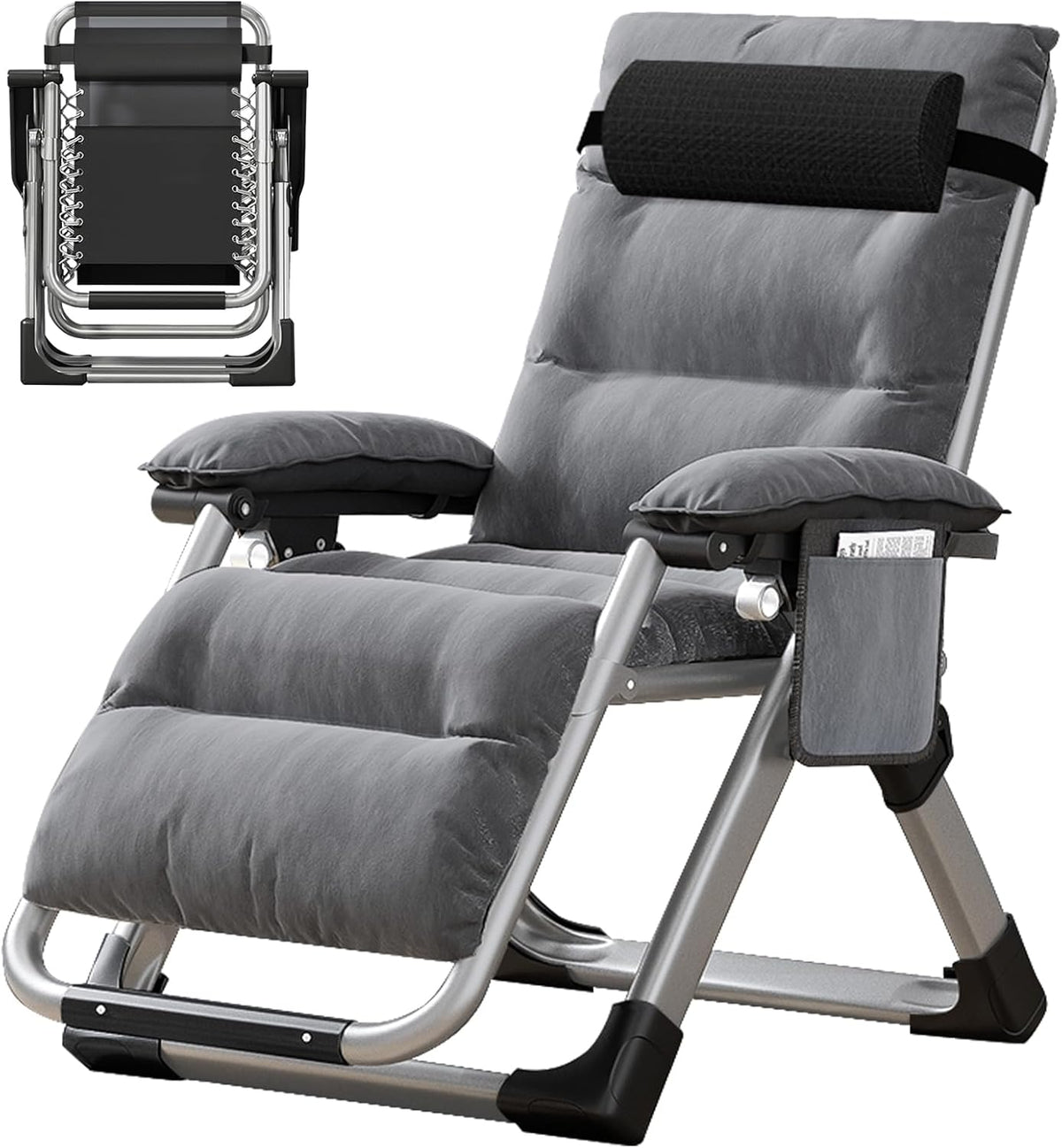 MOPHOTO Silla de Gravedad Cero, Silla reclinable Plegable de 200 kg con Almohadilla y Bolsillo Lateral, Siesta, Sala de Estar, balcón, jardín, Patio(