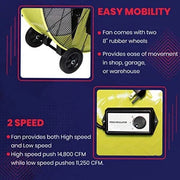 View 42′′ Belt Drive Drum Fan; Industrial, Garage, Shop, High Speed 2-Speed, Durable, Cut-Off Protection, Easy Mobility Rubber Wheels; SAFETY YELLOW. image 5