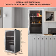 View Klarstein Mini Kühlschrank mit Glastür, Mini, für Zimmer, Getränkekühlschrank Klein mit Verstellbaren Ablagen, 80 Liter, Indoor/Outdoor Kühlschrank image 6