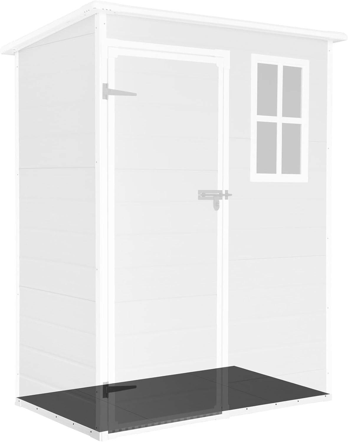 Wasabi - Caseta de Resina Jardín Unit 1.4 – Ventana Luz Natural - Suelo Incluido - Paneles 12mm de Espesor - Gris Blanco - Cobertizo PVC Almacenaje