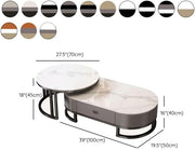 View Ovaler Couchtisch aus Stein, 2er-Set, Wohnzimmer-Mitteltisch mit Schublade, Beistelltisch aus Glas, Schwarz/Grau – Grau, (99,9 cm L x 49,9 cm B x 40,6 image 2