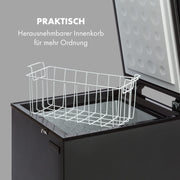 View Klarstein Gefriertruhe Klein und Schmal, Freistehende Kleine Gefriertruhe, 78 Liter Tiefkühltruhe, Kleine Kühltruhe mit Einhängekorb, image 4