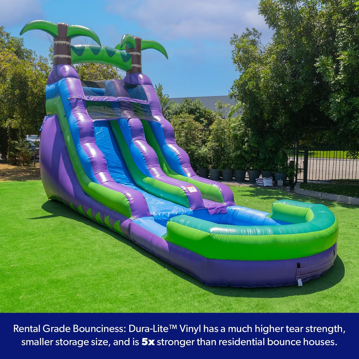 2025 HeroKiddo Resbaladilla Acuática Inflable de Grado Comercial de 16' con Piscina Adjacente para Niños y Adultos (con Ventilador), Uso Mojado y Seco