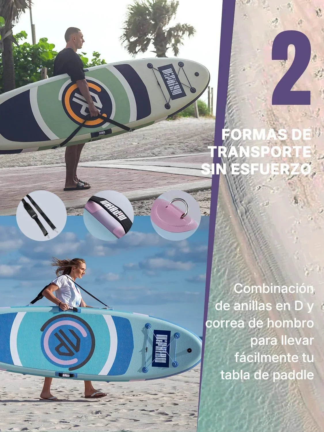 Niphean Tabla Paddle Surf Hinchable, Tabla de Paddle Surf 305 cm con Aletas de Equilibrio para Principiantes y Accesorios Resistentes, Sup Board para