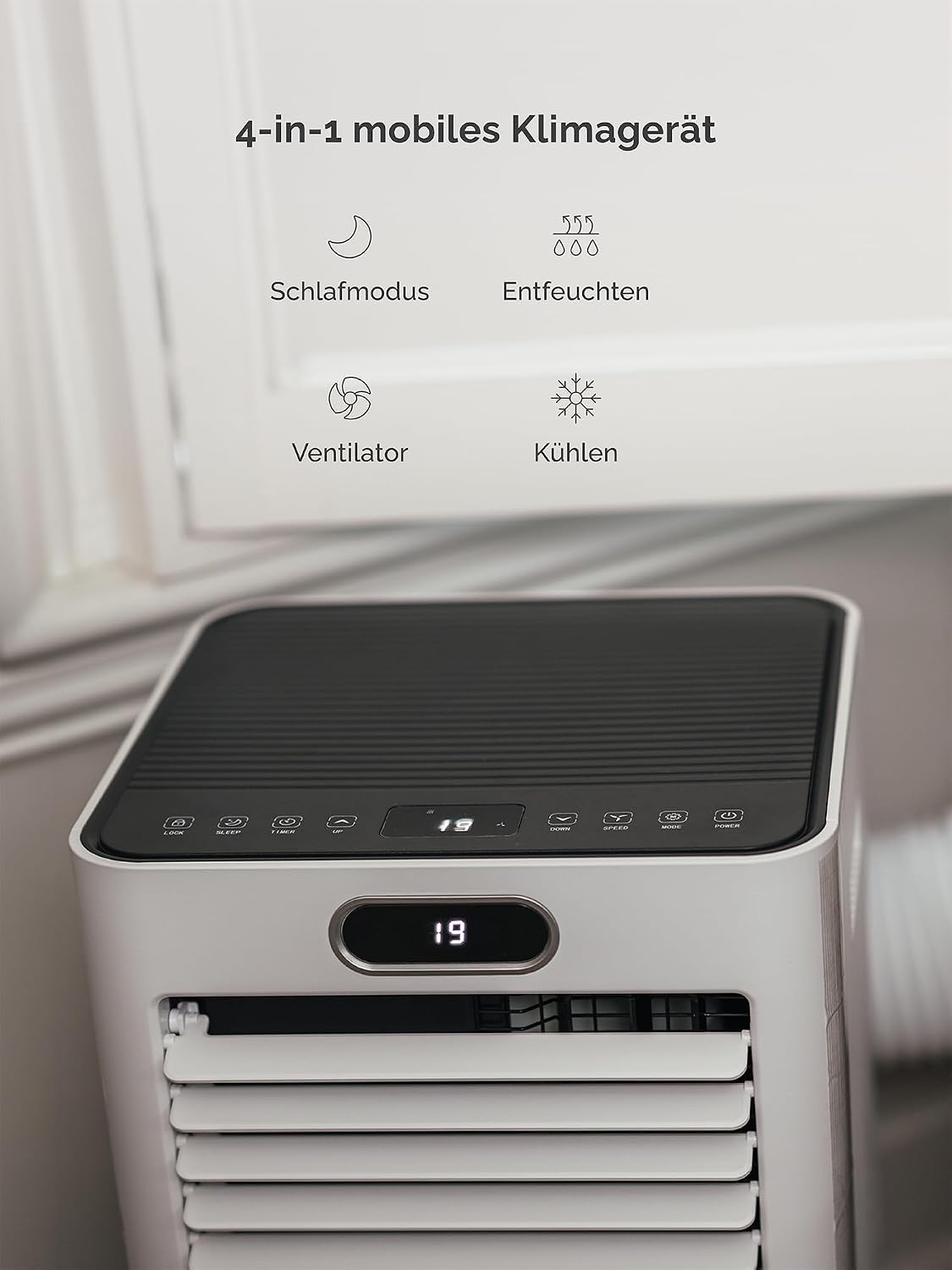 MeacoCool MC Series Pro 10000 BTU Mobile Klimaanlage mit App-Steuerung, Fernbedienung, Energieklasse A, leise (53 dB), 4-in-1 Kühlung, 18–28 m²,