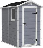 View Keter Manor 4X6 - Caseta de jardín, 130x192x198cm y 2,2m2, Suelo, Sistema de ventilación, Puerta y Ventana, Resistente al Agua, Color Gris image 1
