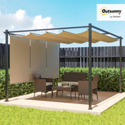 View Outsunny Pérgola de Jardín 4x3 m con Techo Retráctil y 3 Laterales Enrollables, Cenador de Jardín Montado en Pared o Independiente, con UPF30+, image 2