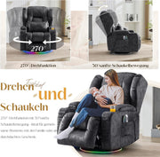 View Elektrischer Fernsehsessel Relaxsessel mit Liegefunktion,240°Drehsessel Kinosessel Massagesessel mit Wärmefunktion,TV Sessel Liegesessel fürs image 4