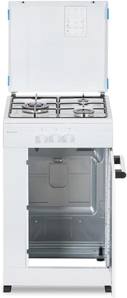 View Aspes Cocina Gas Butano 3 Zonas de Cocción, Blanco AKG3500PB. Control Manual, Quemador WOK triple llama, Compartimento Bombona, Tapa Abatible image 2