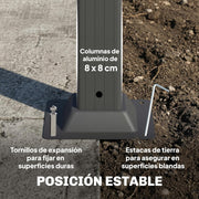 View Outsunny Pérgola de Jardín 3x5,7 m, Cenador de Jardín con Techo de Lamas Ajustable a 90°, Manivela, Estructura de Aluminio, Protección UPF50+, image 4