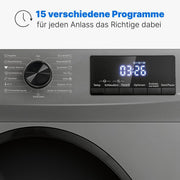 View Bomann Waschmaschine 8kg | max. 1400 U/min | 10 Jahre Motor-Garantie | robuster, leiser & langlebiger Invertermotor | 15 Waschprogramme | LED-Display image 5