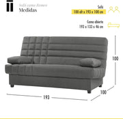 View SHIITO - Sofá Cama de 3 Plazas con Arcón Interior - 100 x 193 x 100 cm - Modelo Romeo - con Apertura Clic-Clac - Incluye 2 Cojines - Color Gris Oscuro image 6
