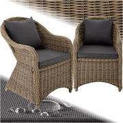View tectake Alu Polyrattan Gartenstuhl 2er Set, Gartenmöbel Set mit 2 Sessel, wetterfest, Rattan Gartensessel mit weichen Sitzpolster, abziehbarer und image 1