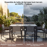 View Devoko HDPS Conjunto de jardín de exterior de 7 piezas, resistente a la intemperie,con mesa de 150 cm y 6 sillas de jardín de exterior de aluminio, image 5