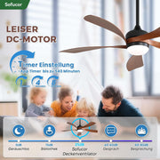 View Sofucor Smart Deckenventilator mit Beleuchtung,132cm Deckenventilator mit Licht, Kompatibel mit Alexa/APP, Fernbedienung, 3 Farbtemperatur, Timer, 6 image 5