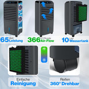 View KESSER Mobile Klimaanlage 4in1 Luftkühler – Air Cooler mit Fernbedienung & Timer, 10L Wassertank, Ionisator & Luftbefeuchter, Ventilator Klimagerät image 3