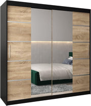 View ABIKSMEBLE Verona 4 200 Bedroom Wardrobe with Three Sliding Doors – Modern Storage Cabinet with Mirror, Coat Rack and Shelves – 200 x 200 x 62 cm – image 1