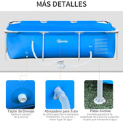 View Outsunny Piscina Desmontable Tubular 252x152x65 cm con Depuradora de Cartucho 1200L/H Piscina Rectangular de Exterior para Adultos y Niños 2163L Azul image 5
