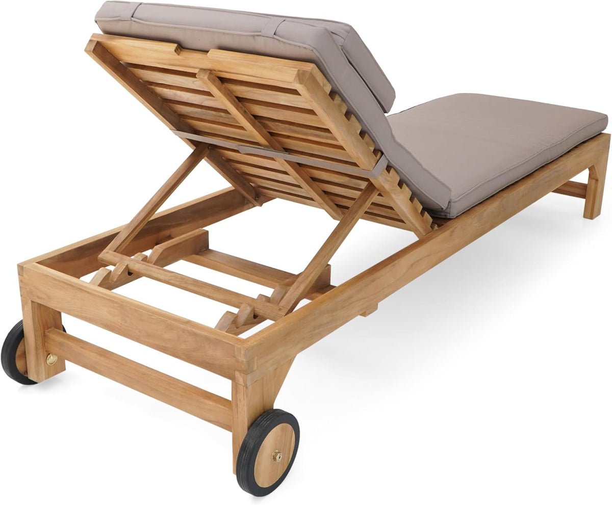 AXI Rama Gartenliege aus Teak Holz mit Kissen | Sonnenliege aus Teakholz mit Verstellbarer Rücklehne - 4 Positionen | Sonnenbett/Liege mit Rollen für