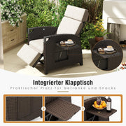 View Amopatio Relaxliege Liegesessel, Rattan Sonnenliege mit Verstellbar Rückenlehne und Klapptisch, Outdoor Gartensessel wetterfestes, für Terrasse, image 5