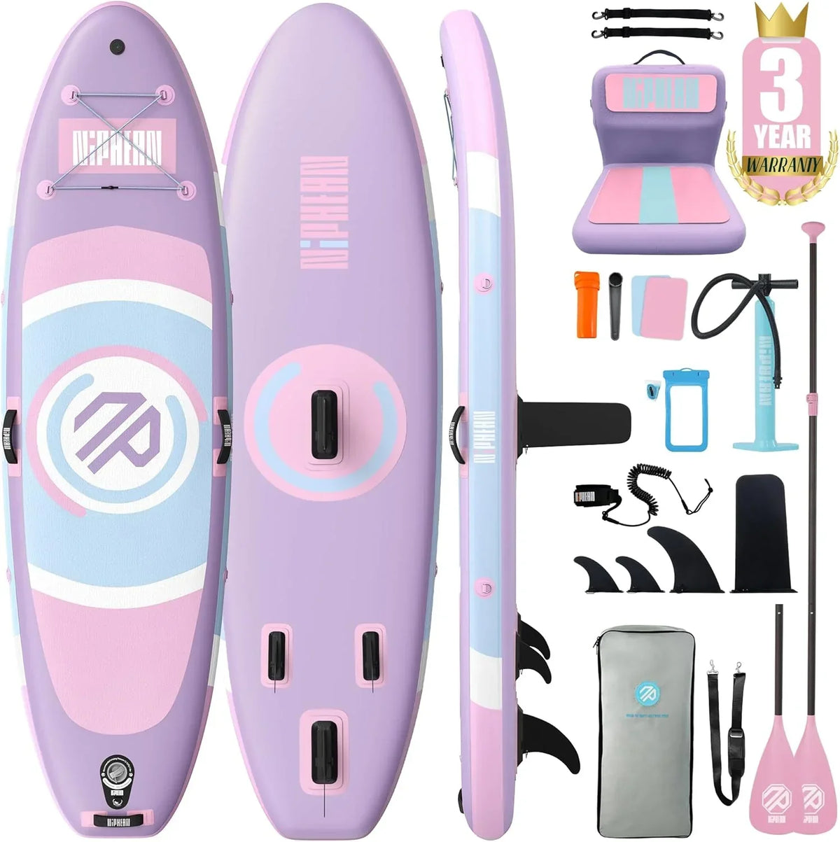 Niphean Tabla Paddle Surf Hinchable, Tabla de Paddle Surf 305 cm con Aletas de Equilibrio para Principiantes y Accesorios Resistentes, Sup Board para