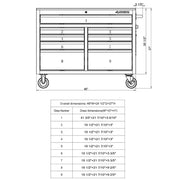 View 2026 Banco de Trabajo Móvil con Caja de Herramientas de 9 Cajones en Negro Brillante - 46 in. de Ancho x 24 in. de Profundidad image 5