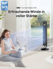 View DREO DC Motor Turmventilator Leiser, 11M Windentfernung Ventilator mit Kühlung Fernbedienung, 9 Stufen 4 Modi, 90° Oszillierender Stand Ventilatoren image 2