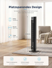 View Midea FZ10-26ARDW Smart Leiser Turmventilator mit Fernbedienung, 19 dB Flüsterleise, DC-Motor, 4 Modi & 12 Stufen, 24h Timer, App-Steuerung für image 2