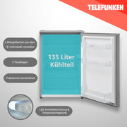 View TELEFUNKEN Kühlschrank ohne Gefrierfach freistehend | Standkühlschrank mit 135 Liter Nutzinhalt | Kühlschrank klein mit Gemüsefach | image 3