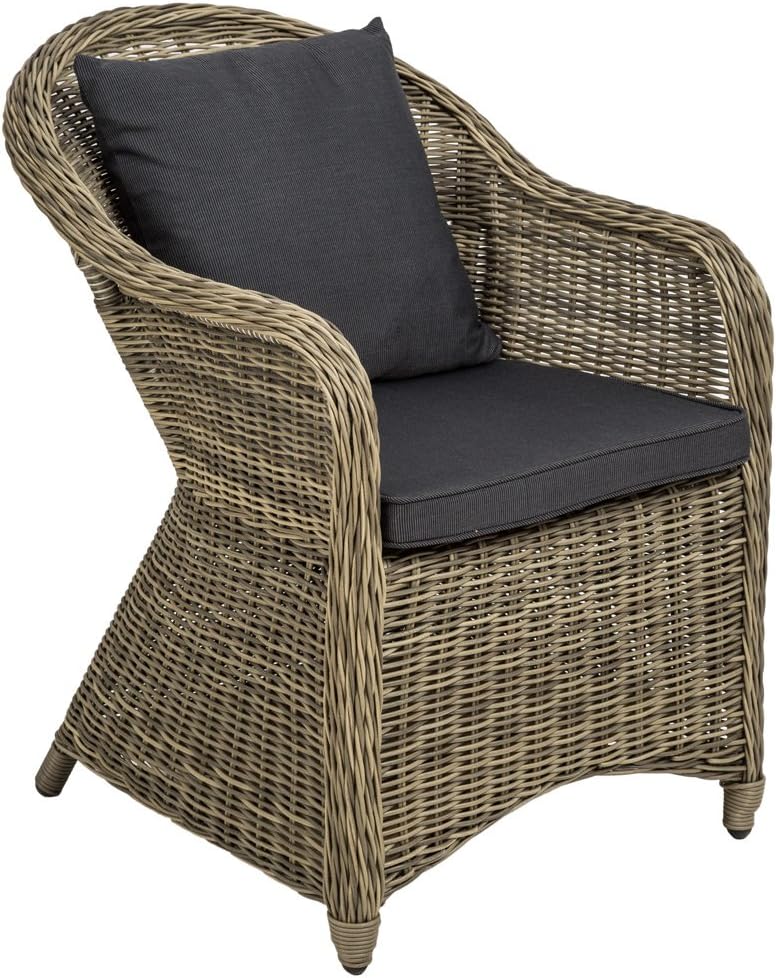 tectake Alu Polyrattan Gartenstuhl 2er Set, Gartenmöbel Set mit 2 Sessel, wetterfest, Rattan Gartensessel mit weichen Sitzpolster, abziehbarer und