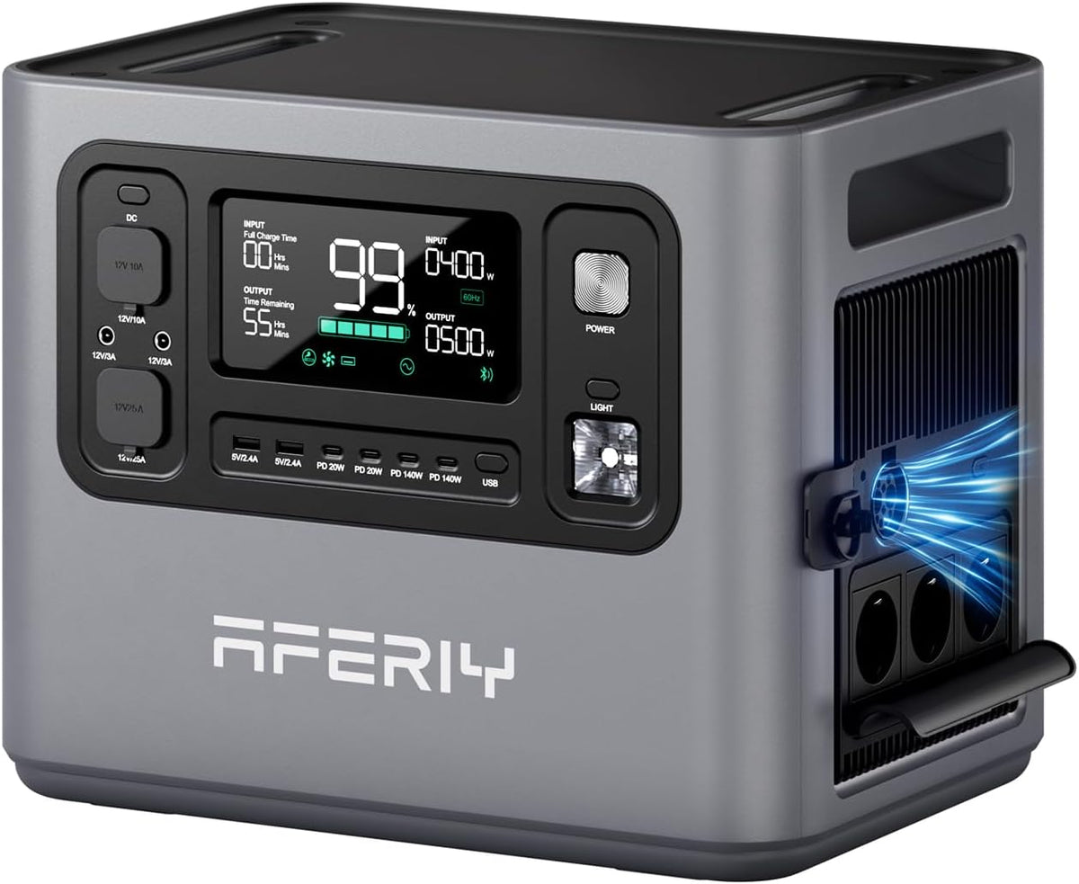 AFERIY 2800W Tragbare Powerstation, 2048Wh LiFePO4 In 1,5h Schnellladbar, 13 Ausgänge, Reine Sinuswelle 230V, USV, Erweiterbar Auf 4096Wh, Solar