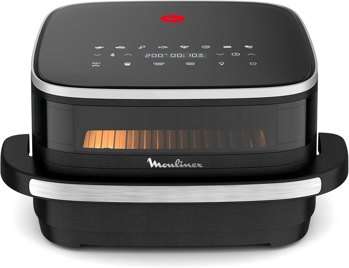 Moulinex Freidora de Aire Easy Fry XL Surface, 2200 W, Doble Resistencia, Cocción Uniforme, Cesta Ancha, 10 Programas Automáticos, Horno para Pizzas,