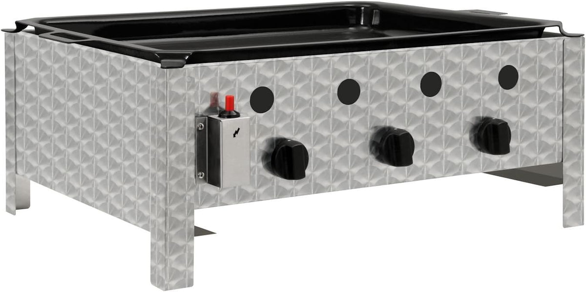 BBQ-Toro Edelstahl Gastrobräter | 3-flammig | 64 x 52 x 27 cm | Gastrogasgrill, Wurstbrater, Tisch Grill | Gastrogrill, Tischgasgrill, Gastischgrill,