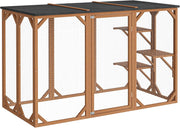 View Wiltec Freilaufgehege Katzen 168 x 82 x 166,5 cm mit 6 Liegeflächen, wetterfestes Katzengehege Garten, Katzenhaus mit Drahtgitter und Bitumen Dach image 1