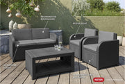 View Allibert by Keter Modena Gartenmöbel Set aus Kunststoff, inkl. Sitzkissen, grau, 4-teilig, 2 Sessel, Sofa & Tisch, für Garten, Balkon & Terrasse, image 2