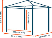 View TOOLPORT Gartenpavillon 3x3 m Stahldach Hardtop 4 Seitenteile in Grau, Pfosten 9x9 cm image 5