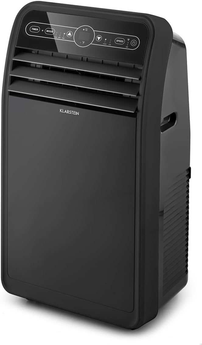 Klarstein Mobile Klimaanlage mit Abluftschlauch, 4-in-1 Klimagerät mit Ventilator, Luftentfeuchter & Nachtmodus, Kleine & Portable Klimaanlage für